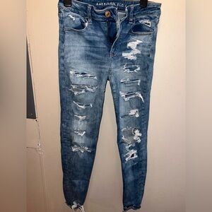 American Eagle Outfitters Blue Distressed Jeans